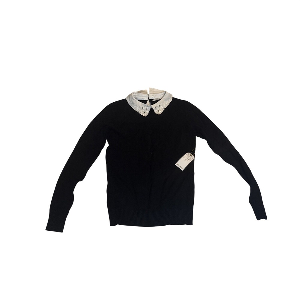 NWT Vilci Milano Women Long Sleeve Sweater With White Colllar Size Small